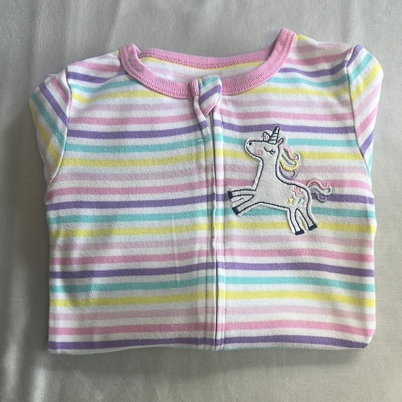 Kids Headquarters - Pastel Striped Onesie sleeper with unicorn design - Picture 1 of 6